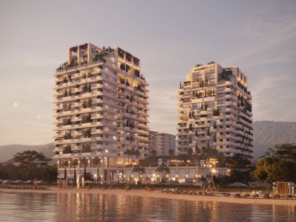 Ekskluzivan jednosoban stan 57.4 m² u novom prestižnom kompleksu na prvoj liniji mora,Budva