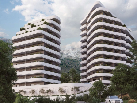 Bečići, Budva – Dvosoban stan 71,58m2 sa pogledom na more i garaznim mestom u kompleksu "Twin Towers" (bez plaćanja 3% poreza)