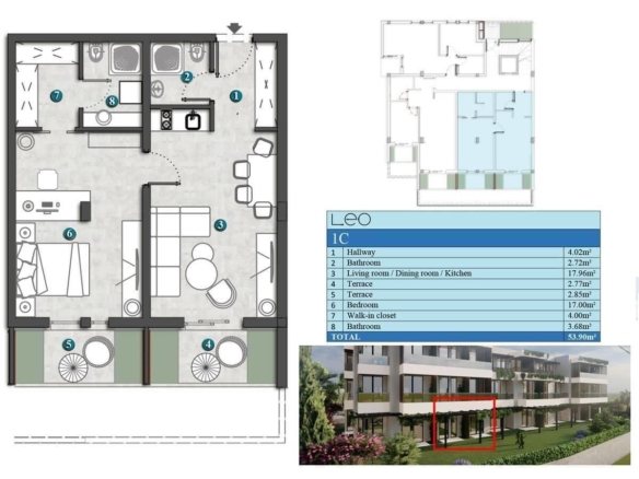 Jednosoban stan 48 m² – Kumbor, Herceg Novi — fotografija 13