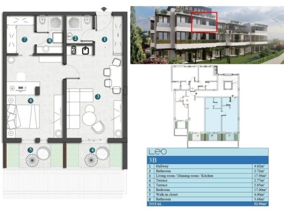 Jednosoban stan 48 m² – Kumbor, Herceg Novi — fotografija 21