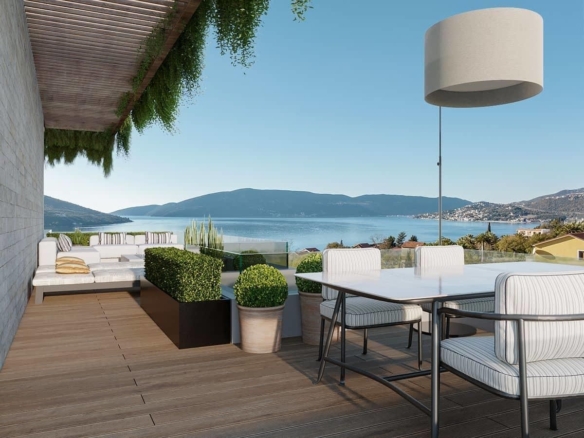 Jednosoban stan 64m2+33.52m2 gratis terase u novom stambenom kompleksu sa bazenom-Kumbor,Herceg Novi