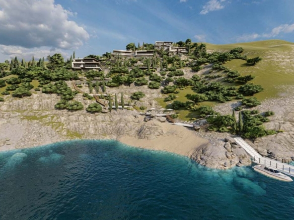 Ekskluzivan plac 5000m2 sa projektom za vile i hotel na obali mora – Zagora, Kotor