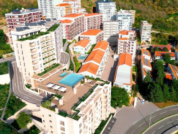 Trosoban stan 84m2 u novom luksuznom stambenom kompleksu u izgradnji u Bečićima, bez poreza, 200 metara od plaže, sa pogledom na more