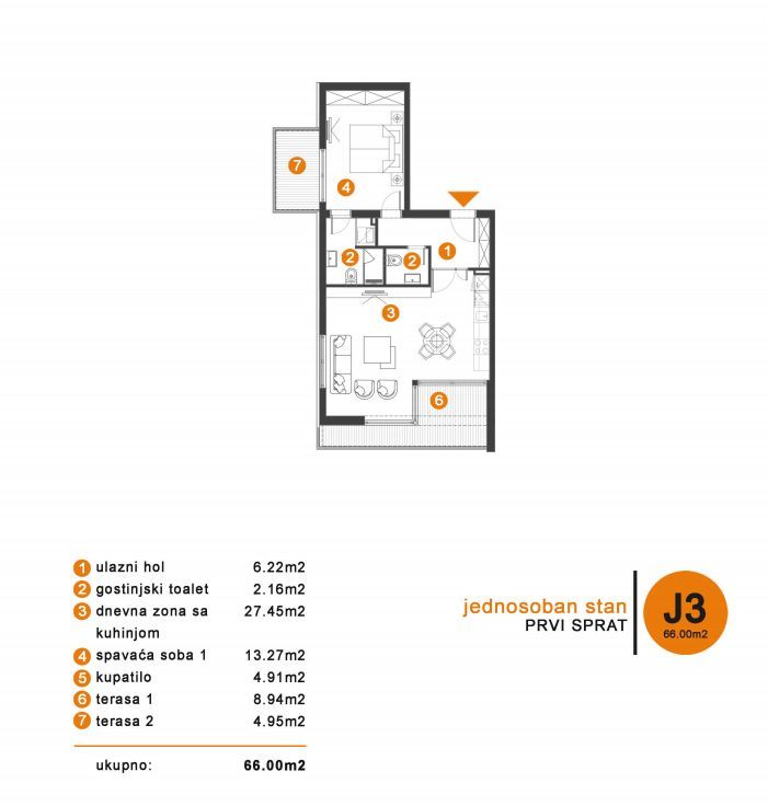 33d1f9af-8bd5-4dfa-8578-5f002e476960 Jednosoban stan 66 m² – Donja Lastva, Tivat — fotografija 4