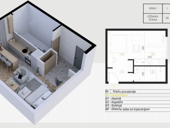 Garsonjera 26 m² – Podkošljun, Budva — fotografija 14