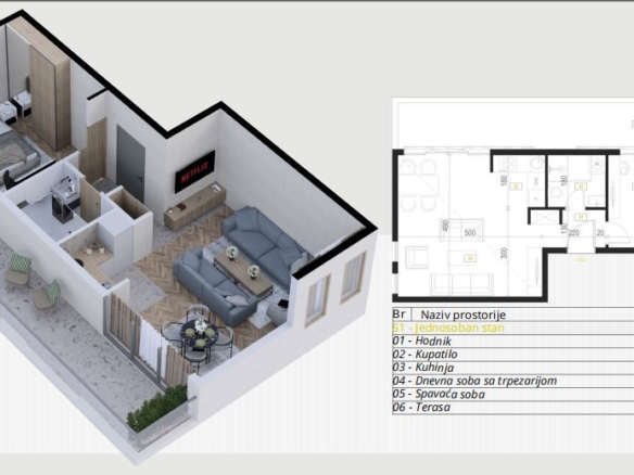 Jednosoban stan 53 m² – Podkošljun, Budva — fotografija 14