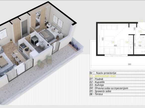 Jednosoban stan 53 m² – Podkošljun, Budva — fotografija 13