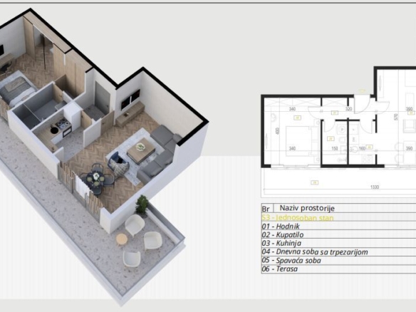Jednosoban stan 74 m² – Podkošljun, Budva — fotografija 14