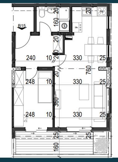 Jednosoban stan 46.87m² u luksuznom kompleksu Palazzo Jaz sa bazenom – Kovačko Polje, Kotor (Mogućnost odloženog plaćanja)