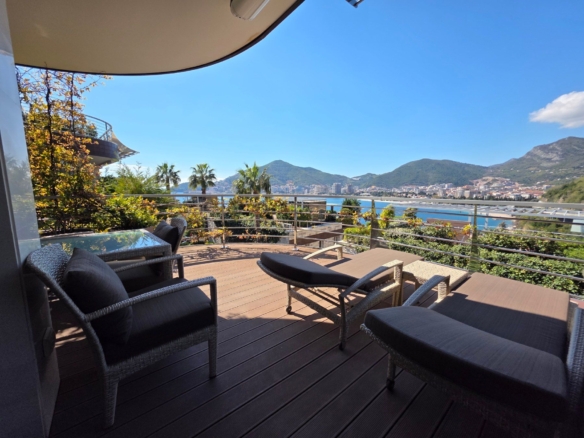 Luksuzan dvosoban stan od 141 m² sa panoramskim pogledom na more u prestižnom kompleksu Dukley Gardens – Budva, Crna Gora
