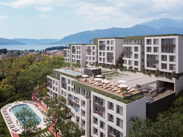 Jednosoban stan (41,92m² + 23m2 terase) u novom kompleksu sa bazenom – Tivat, Mrčevac