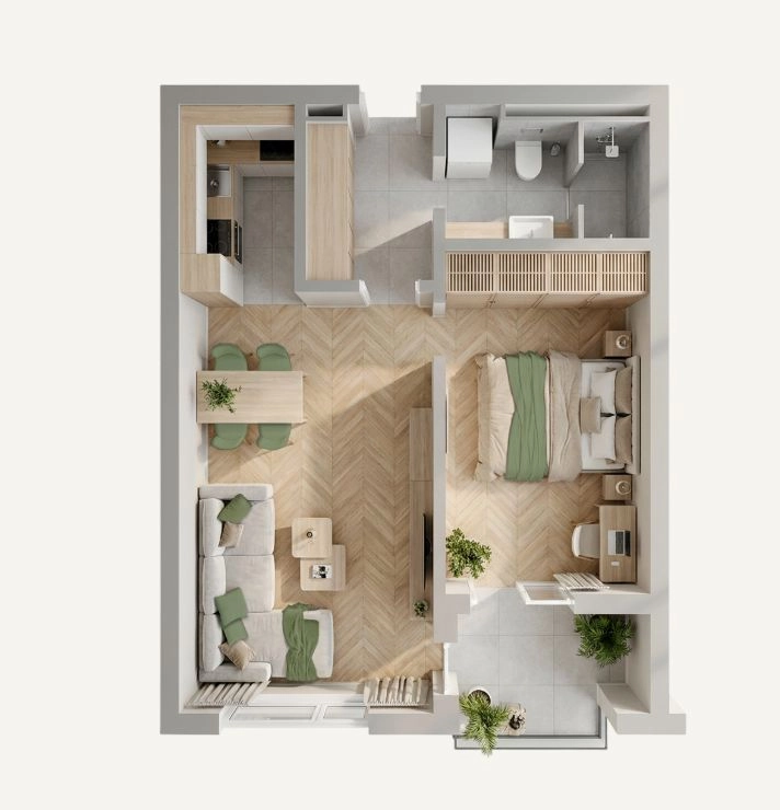 Jednosoban stan 52 m² – Petrovac, Budva — fotografija 2