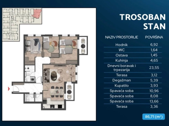 Trosoban stan u kompleksu Elite Residence