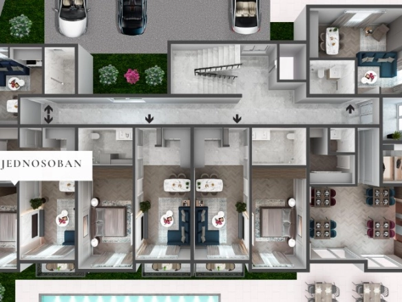 Jednosoban stan 51 m² u novogradnji sa bazenom – Bar