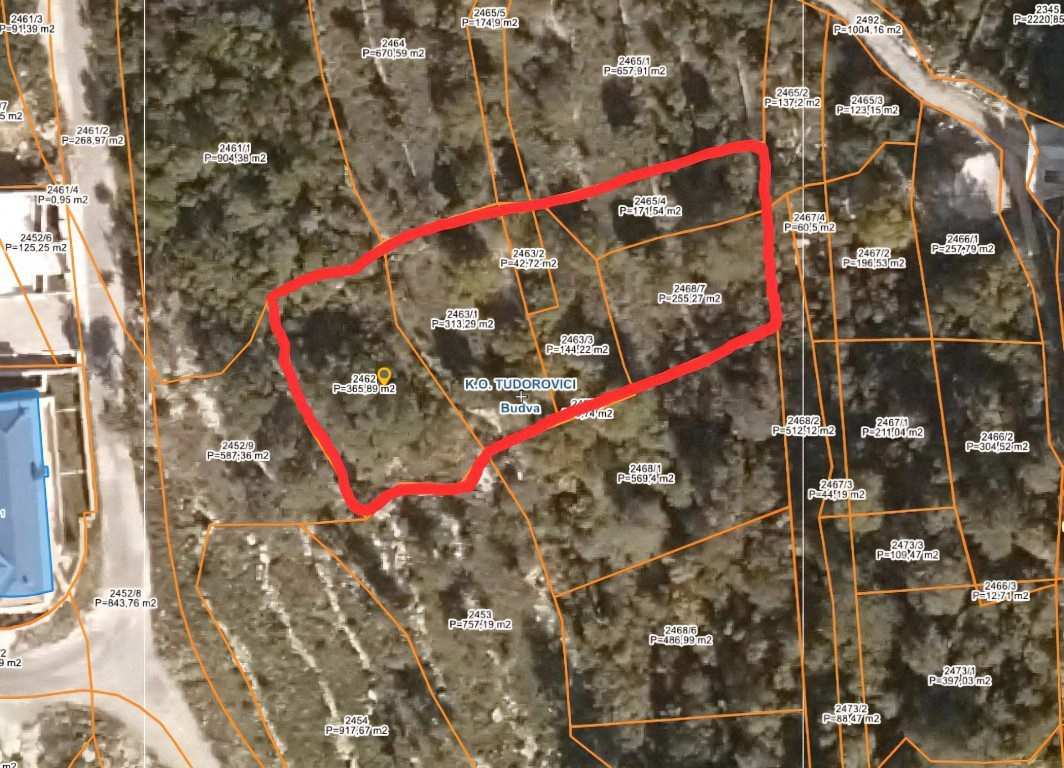 Plac-sa-pogledom-na-more-u-Blizikucama-Budva-9 Plac 1.262 m² – Blizikuće, Budva — fotografija 10
