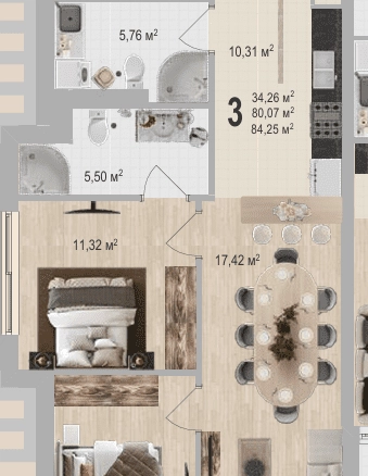 Jednosoban stan 52 m² – Bečići, Budva — fotografija 19
