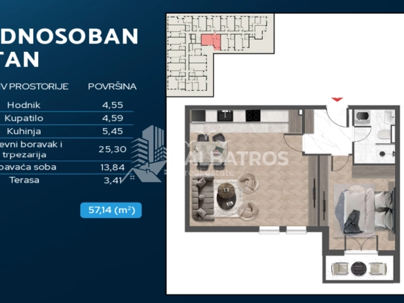 Jednosoban stan 47 m² – Čeluga, Bar — fotografija 15