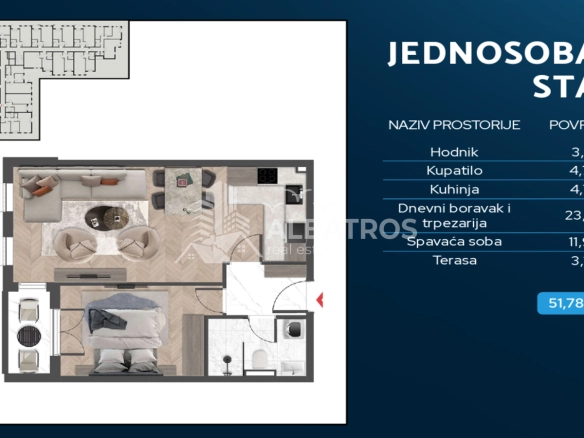 Jednosoban stan 47 m² – Čeluga, Bar — fotografija 18