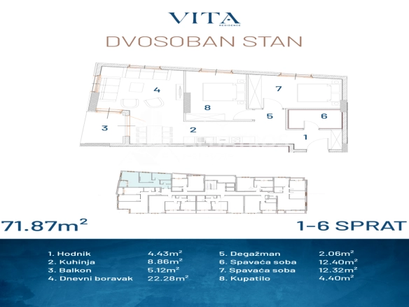 Dvosoban stan 72 m² – Ilino, Bar — fotografija 3