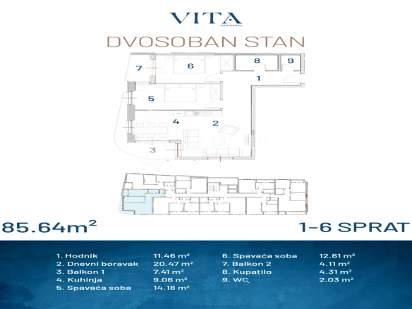 Dvosoban stan 72 m² – Ilino, Bar — fotografija 6