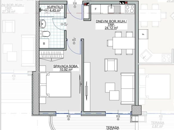 Jednosoban stan 46 m² – Bjeliši, Bar — fotografija 9