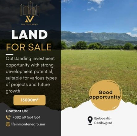 Plac 13.000 m² – Bjelopavlići, Danilovgrad