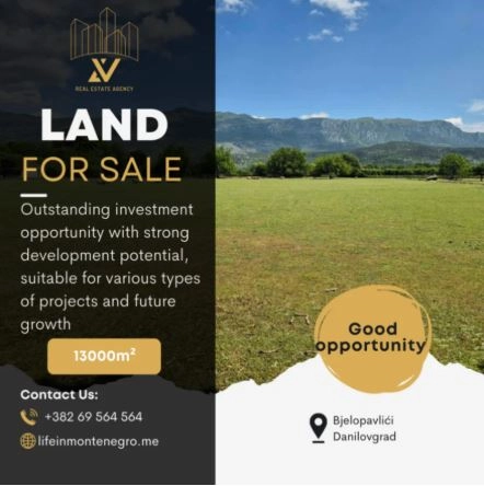 Plac 13.000 m² – Bjelopavlići, Danilovgrad