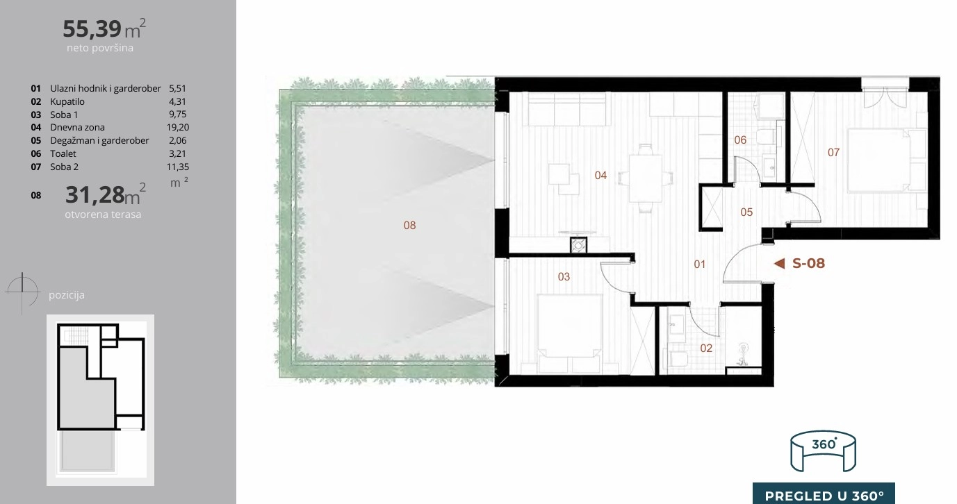 Dvosoban stan 55 m² – Orahovac, Kotor — fotografija 7