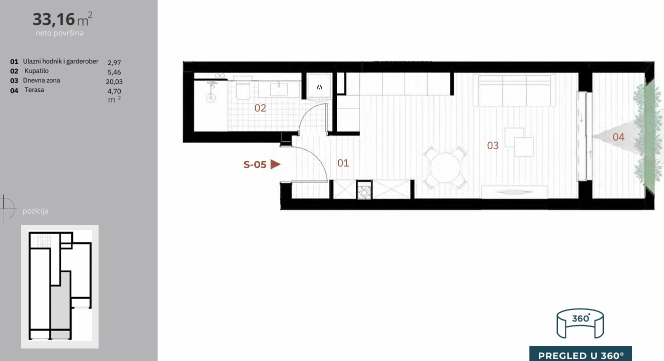 Stan 33 m² – Orahovac, Kotor — fotografija 3