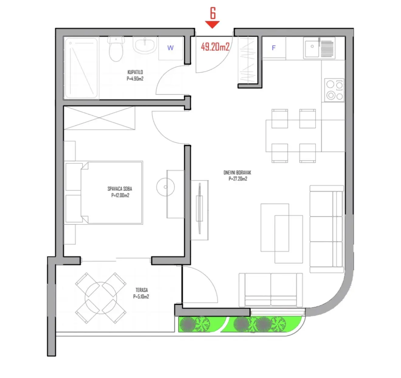Jednosoban-stan-u-zgradi-Ciling-Pinjes-Ulcinj-1 Jednosoban stan 50 m² – Ulcinj — fotografija 2