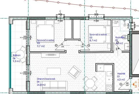 Dvosoban stan 63 m² – Lazi, Budva — fotografija 10