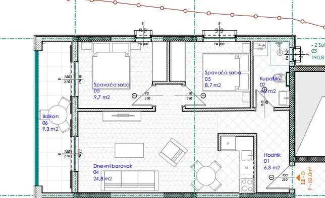 Dvosoban-stan-u-naselju-Lazi-Budva-9 Dvosoban stan 63 m² – Lazi, Budva — fotografija 10