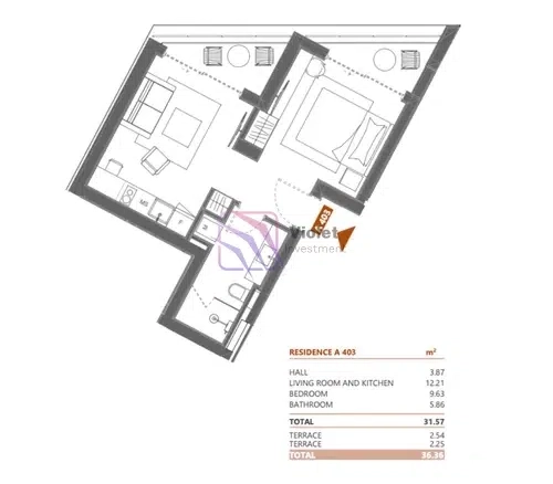 Garsonjera 36 m² – Gorica, Tivat — fotografija 8