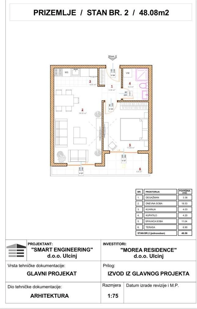 Jednosoban-stan-u-izgradnji-Pinjes-Ulcinj-5 Jednosoban stan 482 m² – Ulcinj — fotografija 6