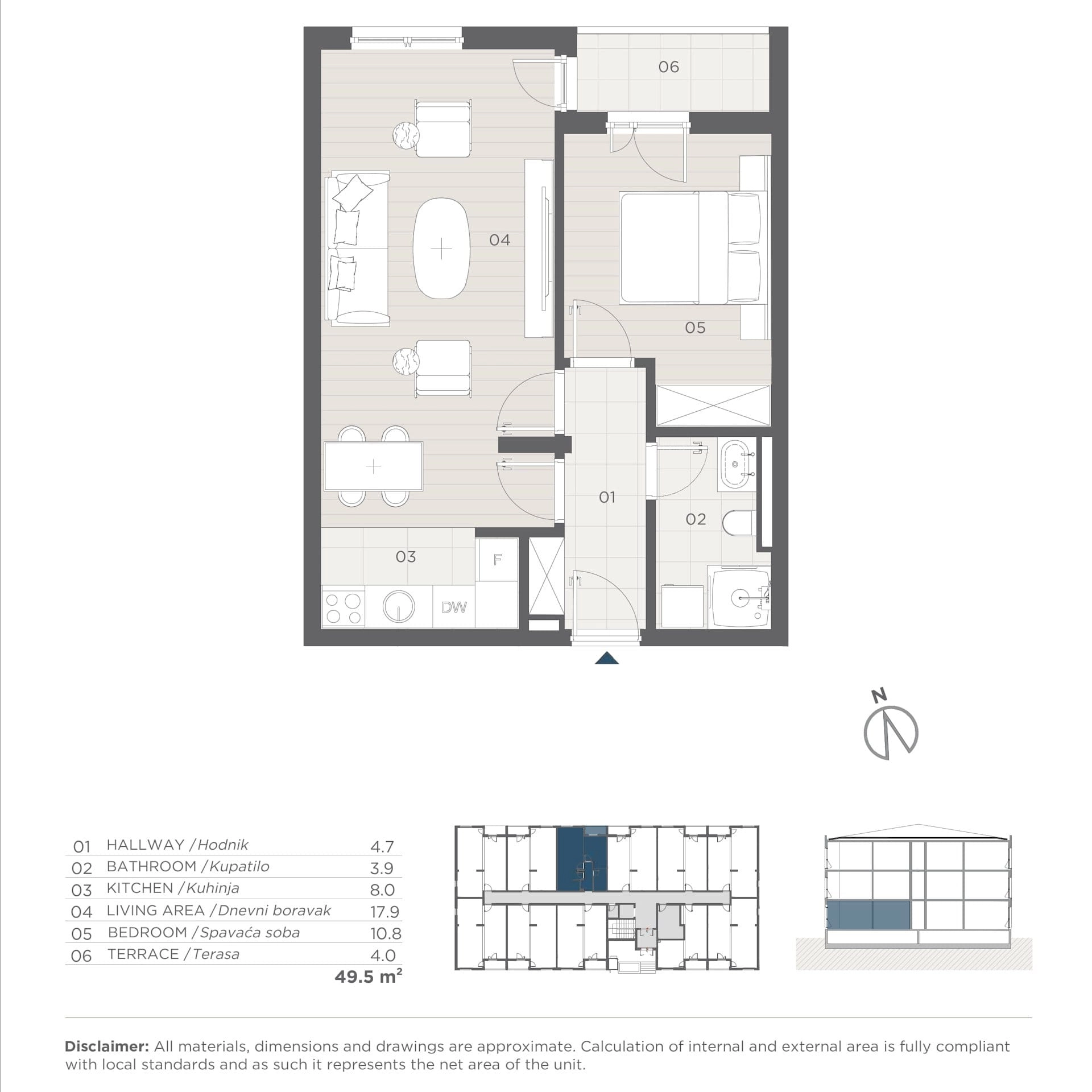 Jednosoban-stan-u-izgradnji-Radanovici-Kotor-6 Jednosoban stan 49 m² – Radanovići, Kotor — fotografija 7
