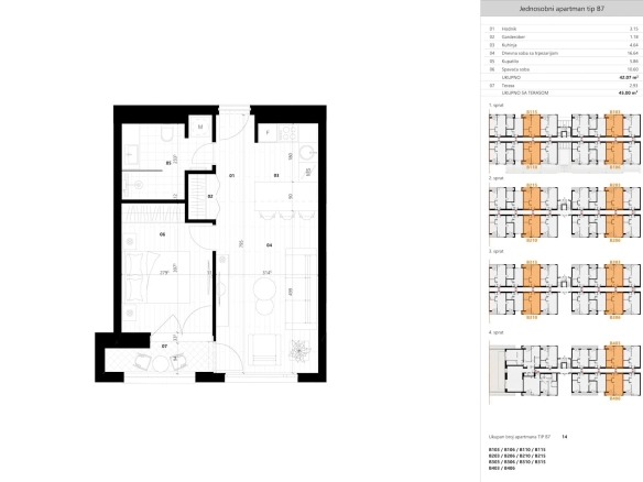 Jednosoban stan 45 m² – Kavač, Tivat — fotografija 8