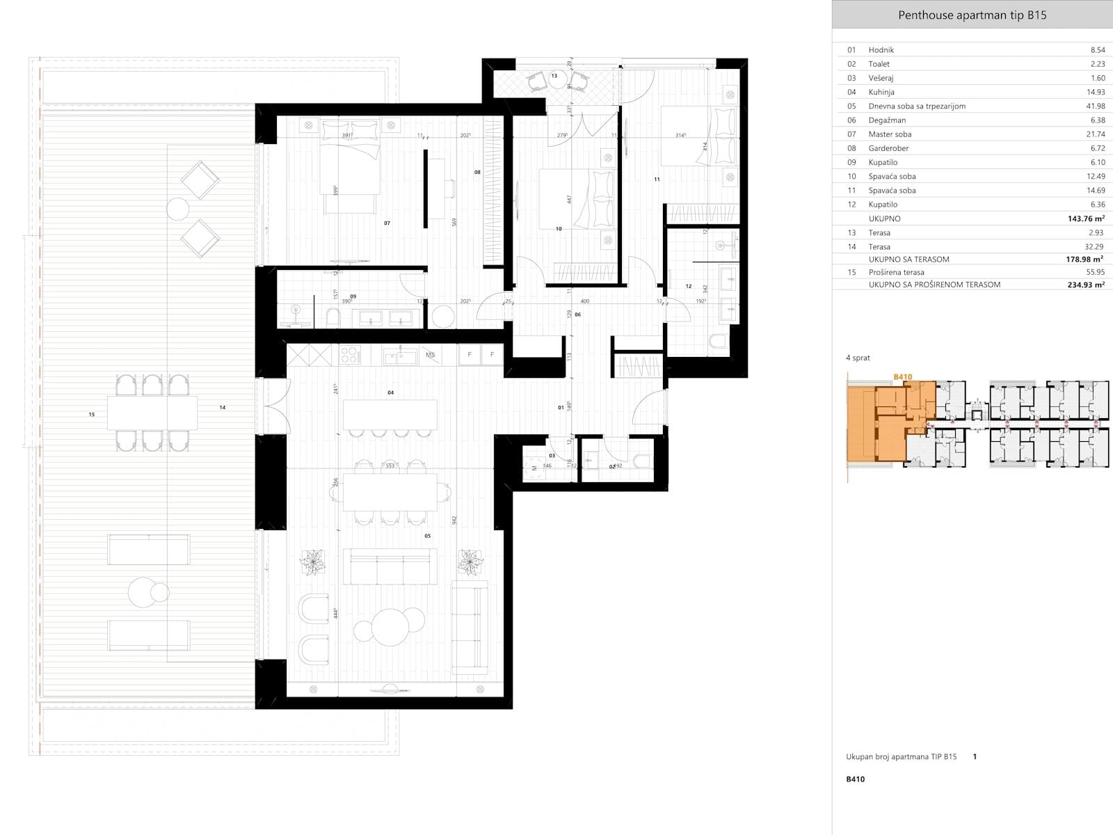 Trosoban-penthaus-sa-terasom-u-Tivtu-9 Trosoban stan 235 m² – Kavač, Tivat — fotografija 10