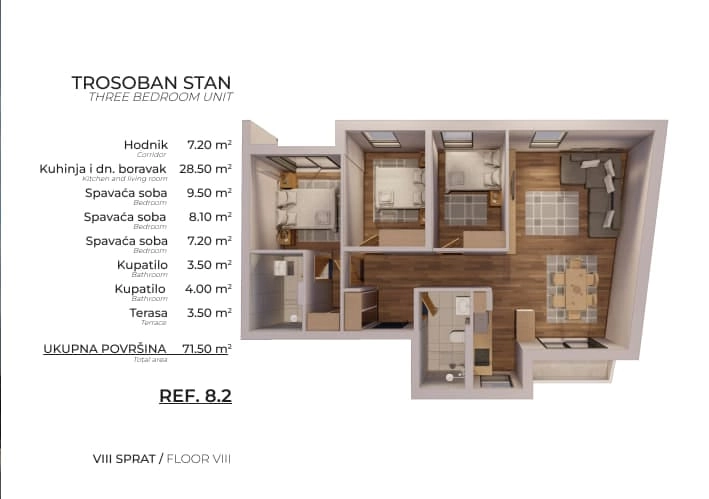 Trosoban-stan-sa-pogledom-na-more-Susanj-Bar-8 Trosoban stan 73 m² – Šušanj, Bar — fotografija 9