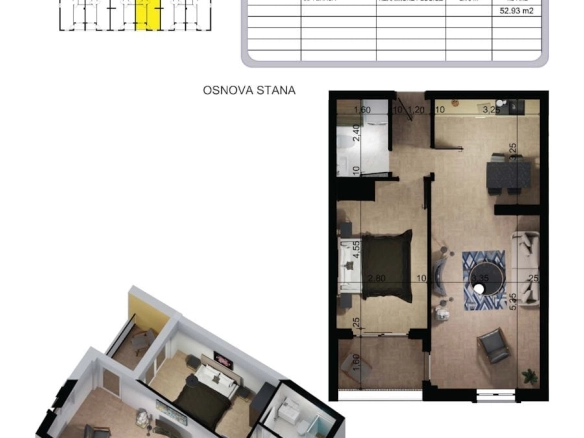 Jednosoban stan 52 m² – Šušanj, Bar — fotografija 6