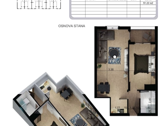 Jednosoban stan 52 m² – Šušanj, Bar — fotografija 7