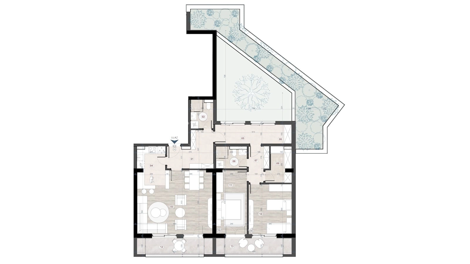 Dvosoban-penthaus-sa-terasom-u-novogradnji-Bar-8 Dvosoban stan 173 m² – Bar — fotografija 9