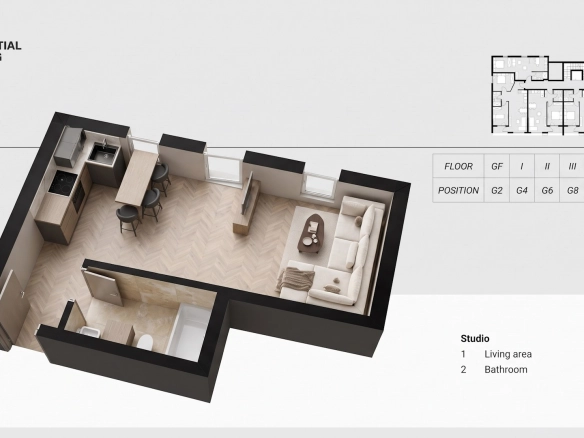 Garsonjera 28 m² – Šušanj, Bar — fotografija 7