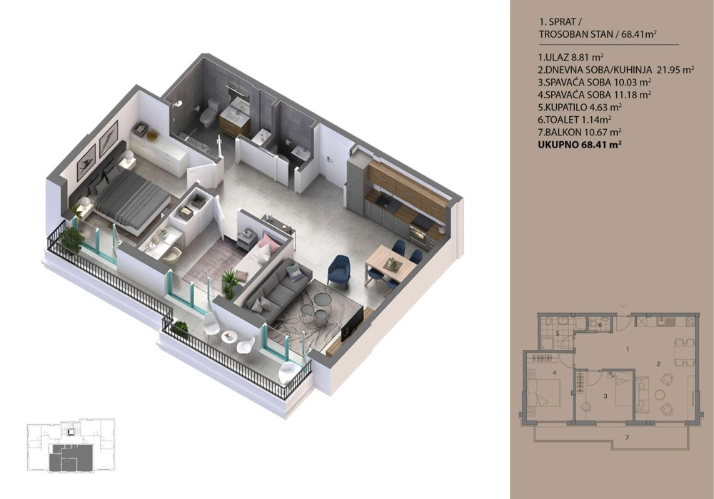 Dvosoban-stan-u-novogradnji-u-Dobroti-Kotor-2 Dvosoban stan 68 m² – Dobrota, Kotor — fotografija 3