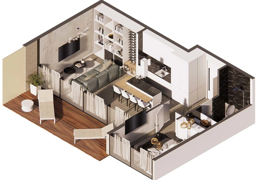 Jednosoban-stan-na-Vidikovcu-Budva-8 Jednosoban stan 61 m² – Vidikovac, Budva — fotografija 9