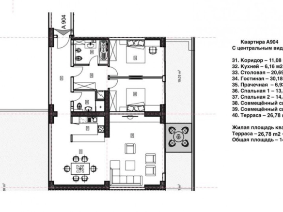 Dvosoban stan 146 m² – Gospoština, Budva — fotografija 11