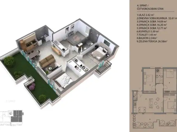 Trosoban stan 204 m² – Dobrota, Kotor — fotografija 11